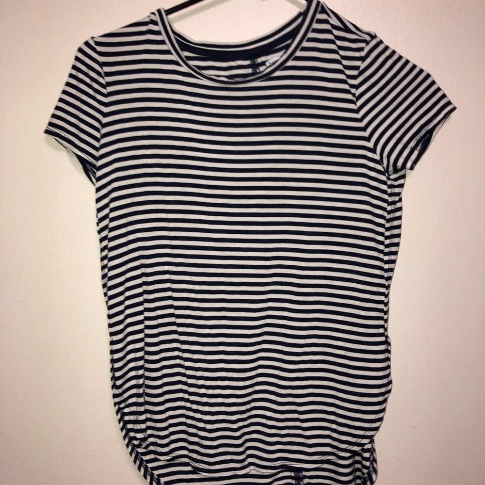 White and Navy Striped T-shirt